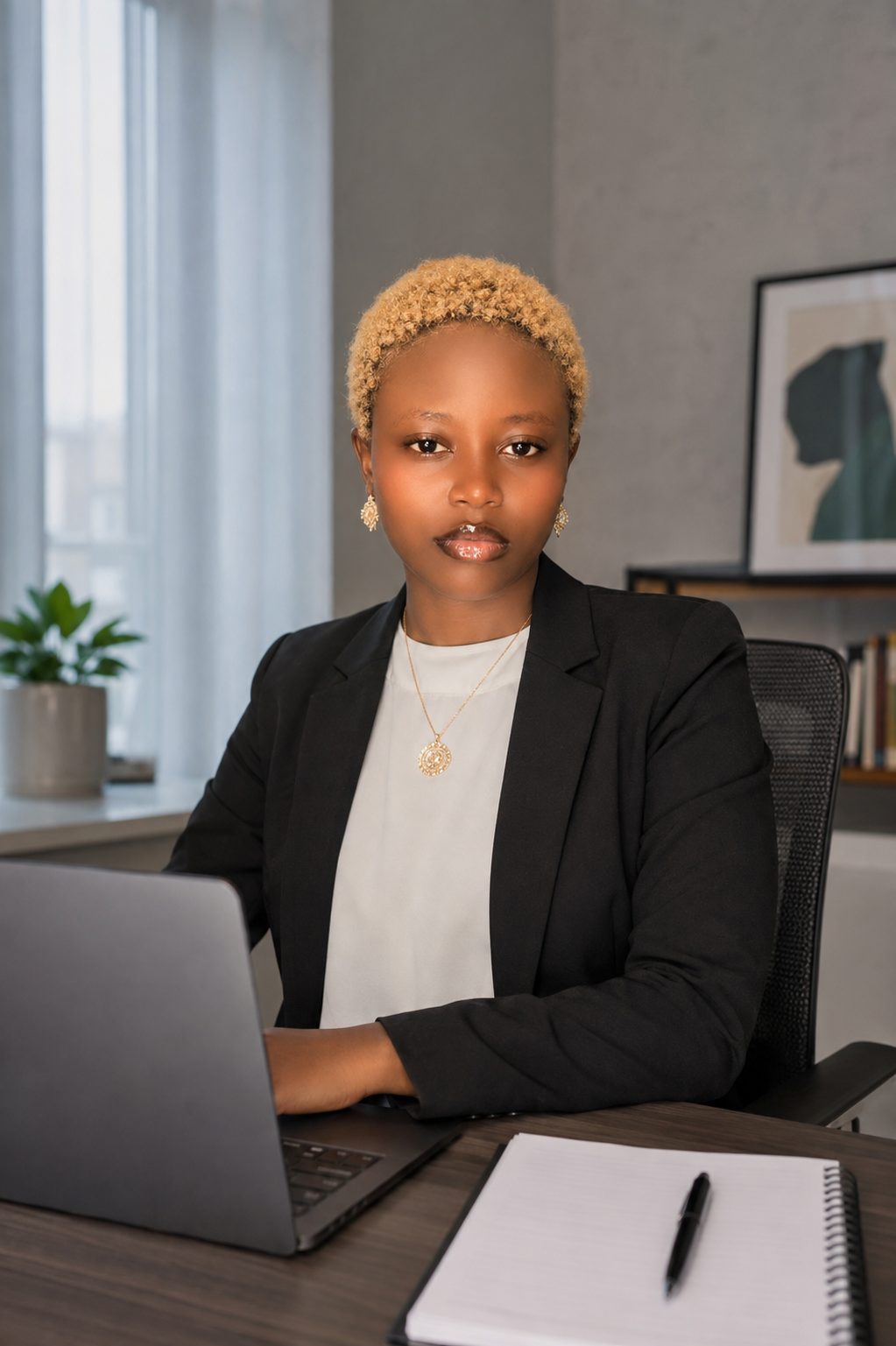 Odunayo Oluwaseyi at her desk